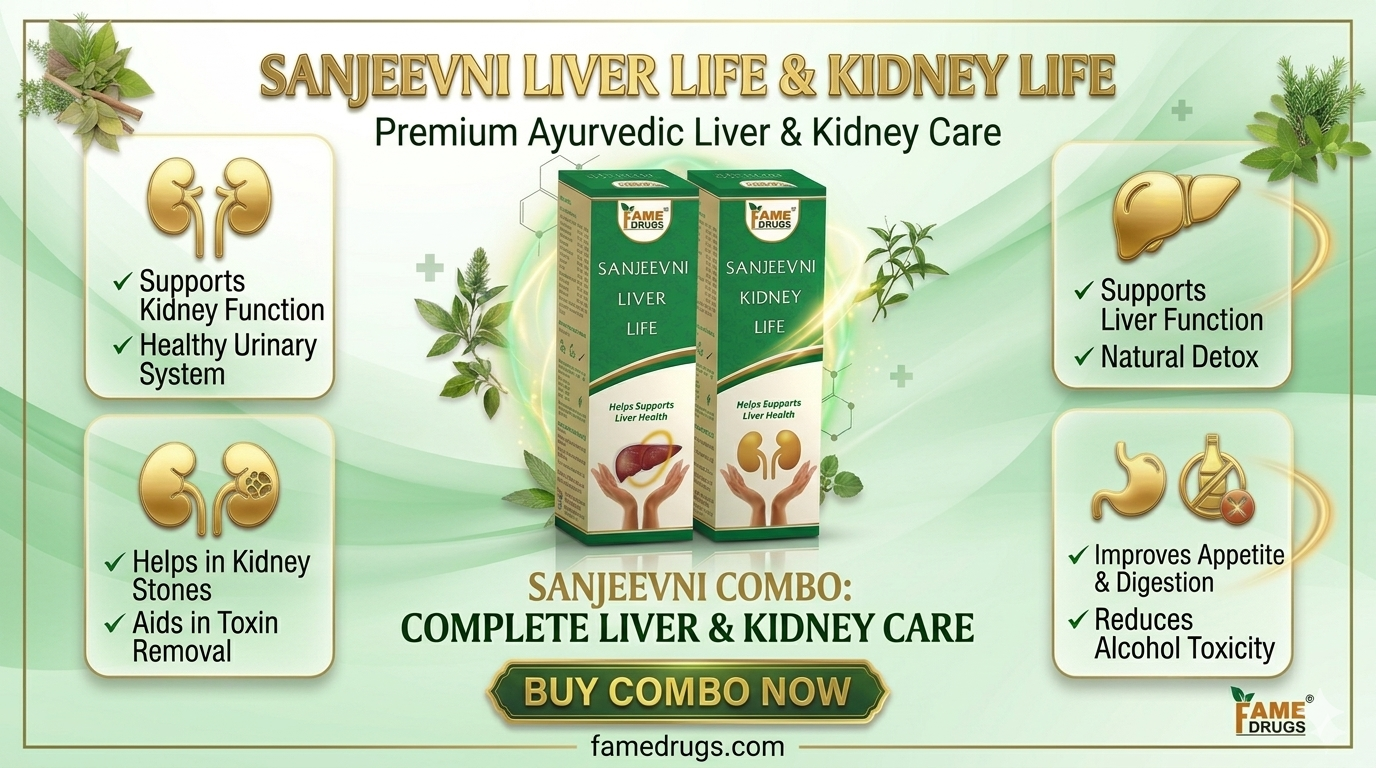 "Filter the bad, fuel the good—protect your body’s ultimate powerhouse duo with Sanjeevni Kidney Life and Liver Life."